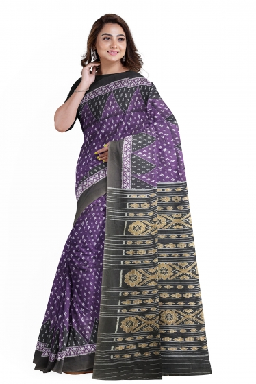 Traditional Aanchal all over Ikat work Nuapatana Cotton Saree without blouse piece