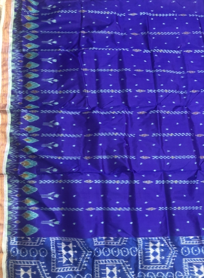 Tribal and traditional motifs half n half Ikat Khandua Silk Saree with blouse piece