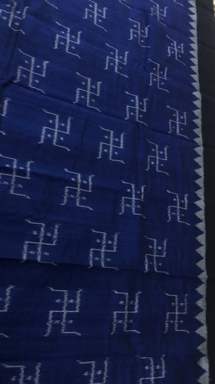 Swastik motifs all over body Cotton Ikat Saree without Blouse Piece