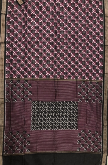 Rudraksha border double Ikat Pasapalli Cotton Saree without blouse piece