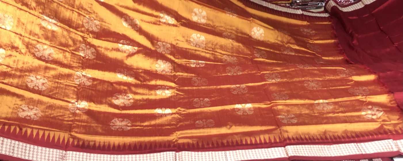 Box motifs half and half Bomkai Silk Saree with blouse Piece