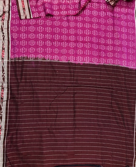 Flower motifs Nuapatana cotton Ikat saree without blouse piece