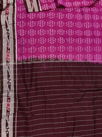 Flower motifs Nuapatana cotton Ikat saree without blouse piece