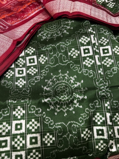 Traditional Aanchal with tribal motifs body Pasapalli Silk Saree with Blouse Piece