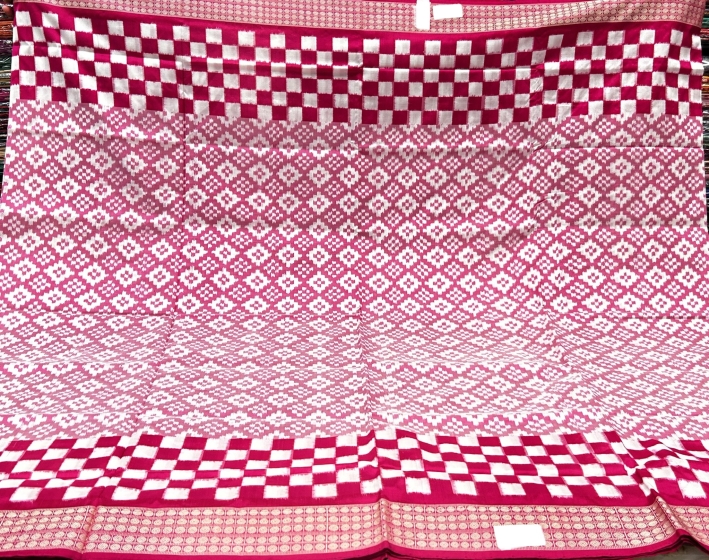 Traditional Aanchal double Ikat Pasapalli Silk Saree with Blouse piece