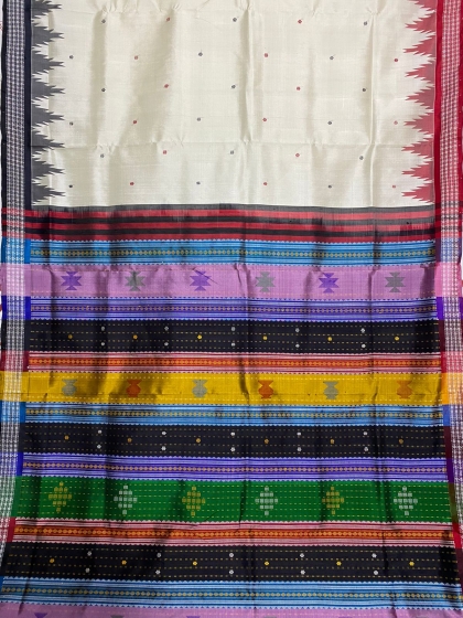 Ganga Jamuna border double Aanchal Berhampuri Silk Saree with blouse piece