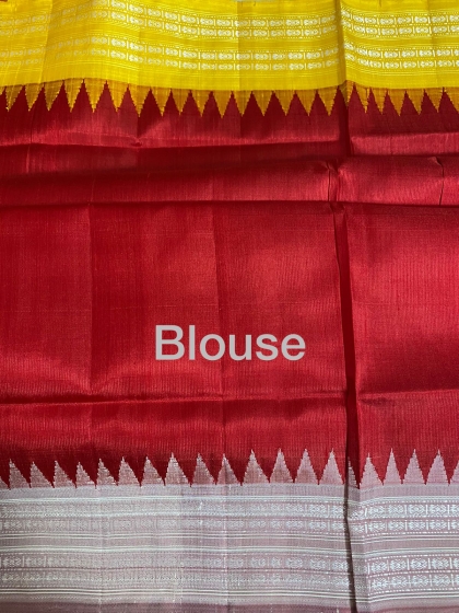 Double Pallu Berhampuri Silk Saree with Exquisite Fish Buta Body and Ganga Jamuna Border