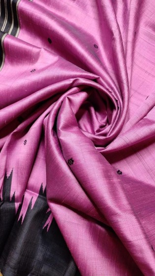 Mauve color Traditional double aanchal Berhampuri silk saree with Blouse piece