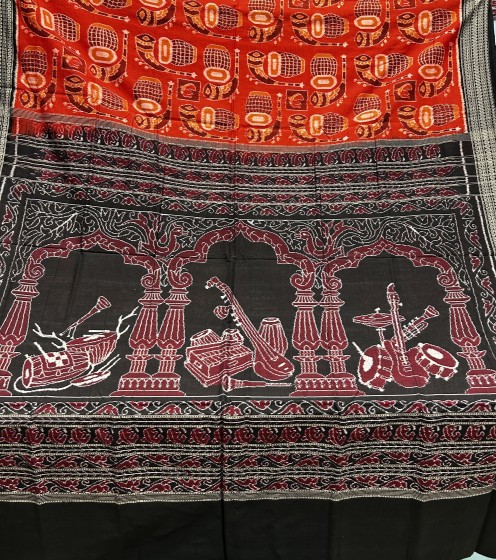 Melodies of Odisha Cotton Ikat Saree with Blouse Piece Inspired by Musical Instruments