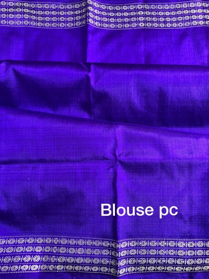 Exquisite Berhampuri Silk Saree with intricate nature inspired motifs double Aanchal