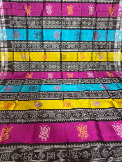 Exclusively woven body checks double Aanchal Berhampuri silk saree with blouse piece