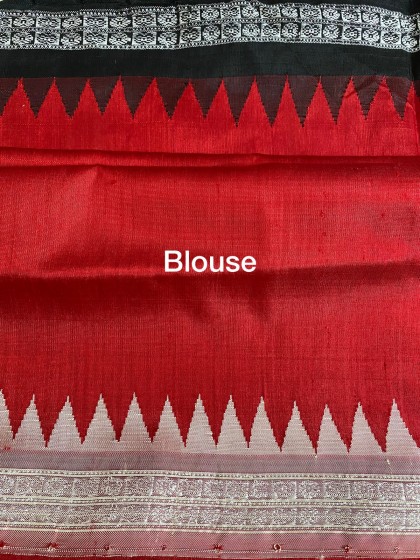 Exquisite birds and fish motifs Ganga Jamuna border double Aanchal Berhampuri silk saree with blouse