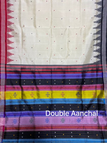 Elegance Ganga Jamuna phoda kumbha border Berhampuri silk saree with double Aanchal and blouse piece