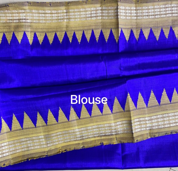 Dual tone double Aanchal traditional Berhampuri silk saree with blouse piece