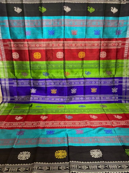 Exclusively woven double Aanchal Berhampuri silk saree with blouse piece