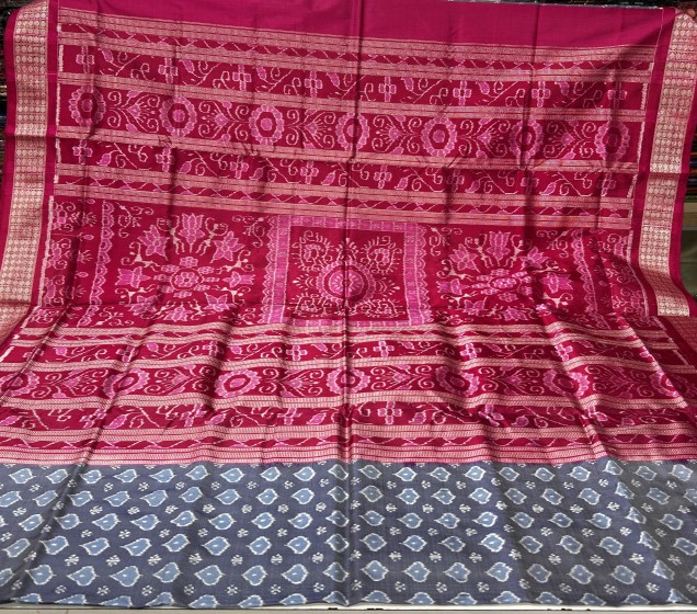 Beautiful simple and elegant Ikat weave silk saree with blouse piece