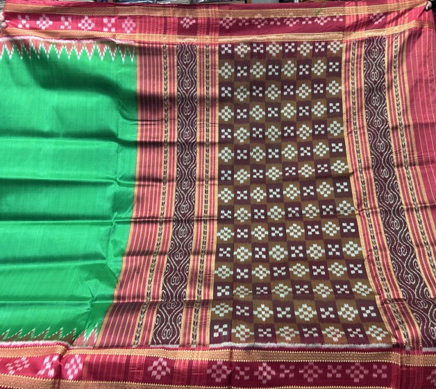 Pasapalli border and Aanchal traditional Khandua silk saree without blouse piece