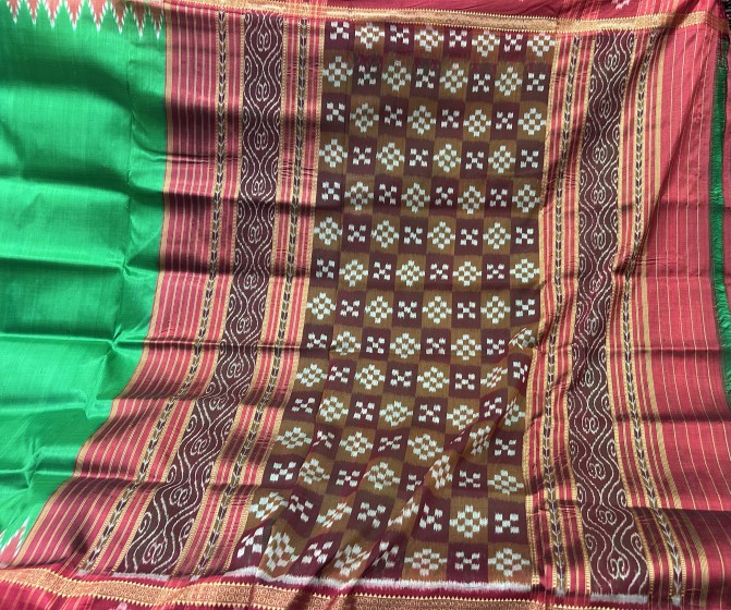 Pasapalli border and Aanchal traditional Khandua silk saree without blouse piece