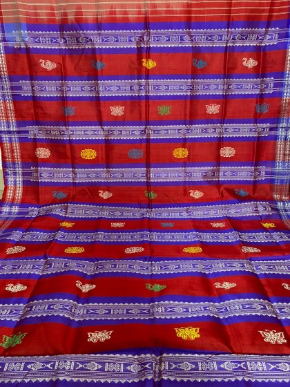 Exclusively woven needle temple border with double Aanchal Berhampuri Silk saree with blouse piece