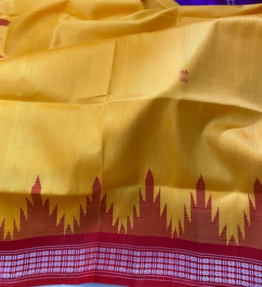 Phoda kumbha border with multicolour double Aanchal Berhampuri Silk saree with blouse piece