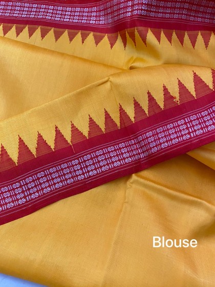 Phoda kumbha border with multicolour double Aanchal Berhampuri Silk saree with blouse piece