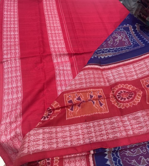 Exclusively woven tribal motifs theme cotton Ikat saree with blouse piece