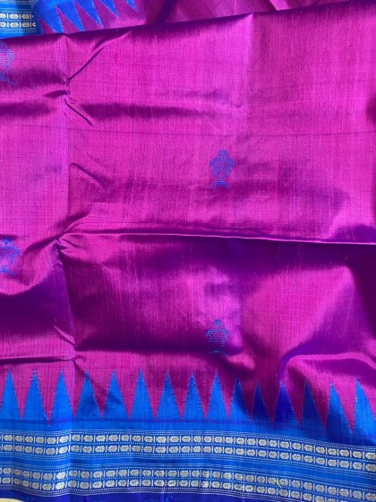 Beautiful heavy thread work motifs double Aanchal Berhampuri silk saree with blouse piece