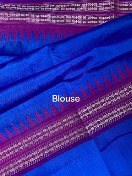 Beautiful heavy thread work motifs double Aanchal Berhampuri silk saree with blouse piece