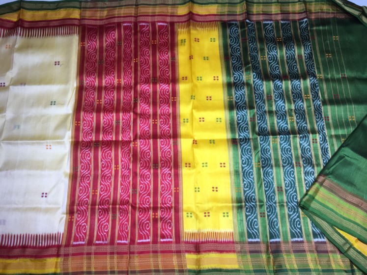 Traditional kathiphera design Khandua silk saree with blouse piece