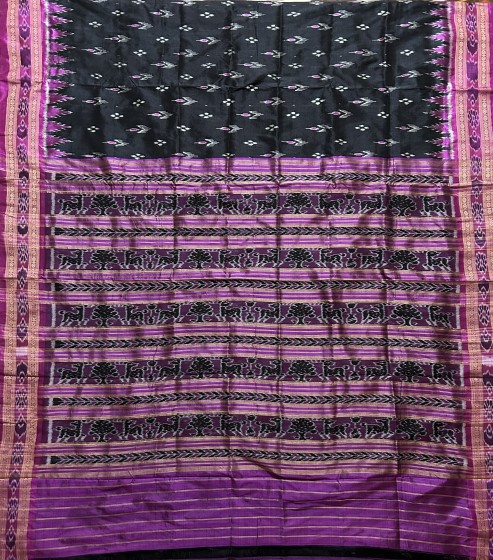 Traditional Ikat weave Khandua Silk Saree without blouse piece