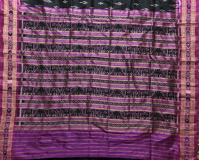 Traditional Ikat weave Khandua Silk Saree without blouse piece