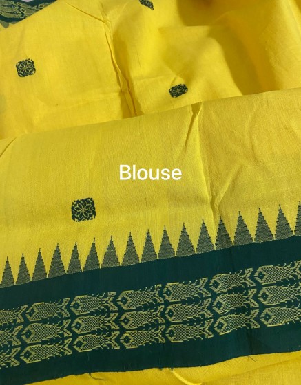 Beautiful fish motifs border with peacock motifs double Aanchal thick cotton Berhampuri saree