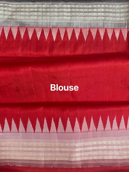 Exclusively woven chequered body with big butas n double Aanchal Berhampuri silk saree with blouse