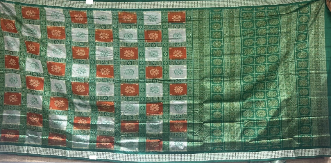 Beautiful half and half design alm over work Bomkai silk saree with blouse piece