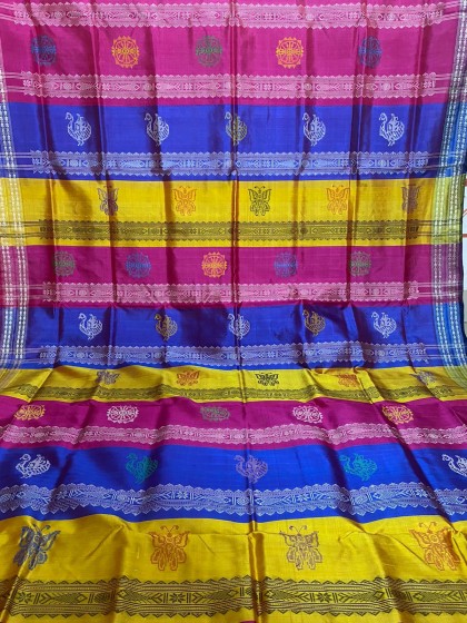 Ganga Jamuna border beautiful double Aanchal Berhampuri silk saree with blouse piece