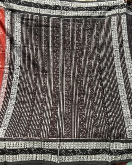 Natural dye with traditional motifs cotton Ikat saree with blouse piece