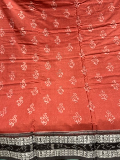 Natural dye with traditional motifs cotton Ikat saree with blouse piece