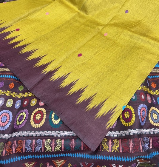 Beautiful Tussar silk Dolabedi saree with blouse piece