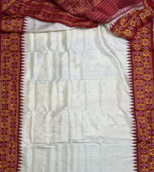 Beautiful pasapalli border with jhoti Aanchal Khandua silk Ikat saree without blouse piece