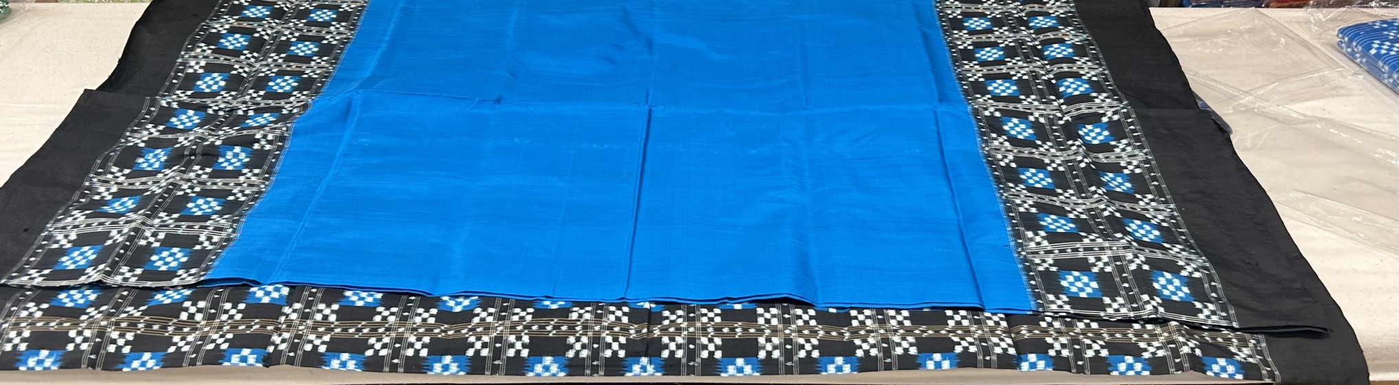 Exquisite Pasapalli border Aanchal and pleats Patli Pallu double Ikat silk saree with blouse piece