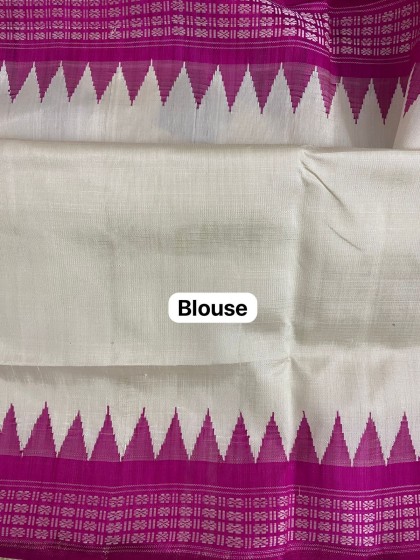 Heavy thread work multicoloured double Aanchal milky white and pink combination Berhampuri silk sare