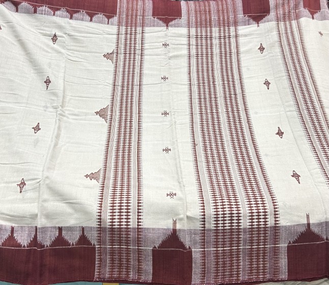 Simple and elegant fish motifs thick course cotton Kotpad Saree