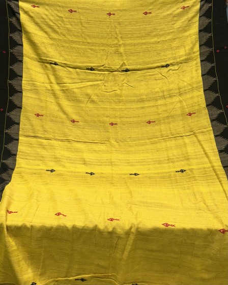 Organic dyed fish and tree motifs cotton Tussar mix Kotpad saree