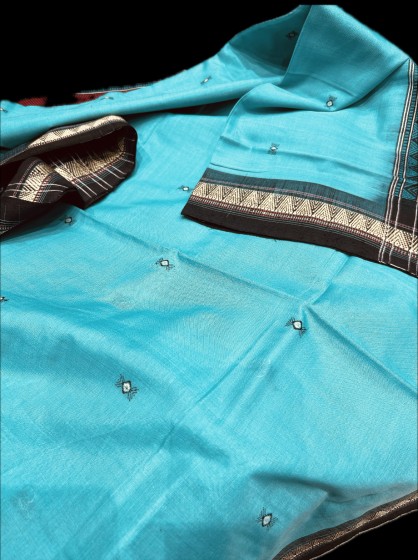 Beautiful traditional cotton Dongria saree with blouse piece