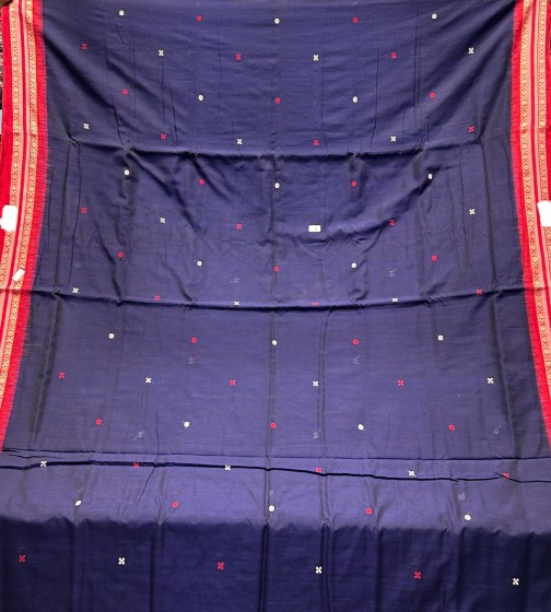 Beautiful temple and dancer motifs cotton Bomkai saree with blouse piece