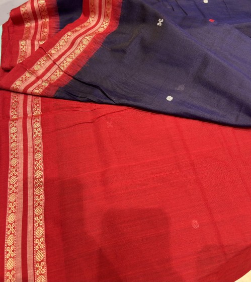 Beautiful temple and dancer motifs cotton Bomkai saree with blouse piece