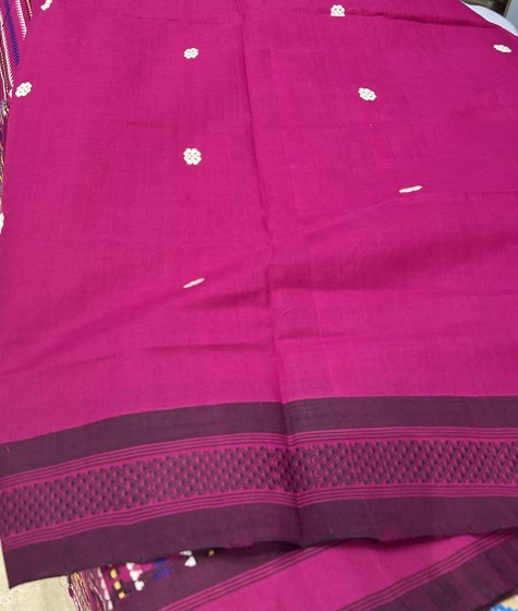 Beautiful bird motifs thick cotton Ganjam Bomkai cotton saree with blouse piece