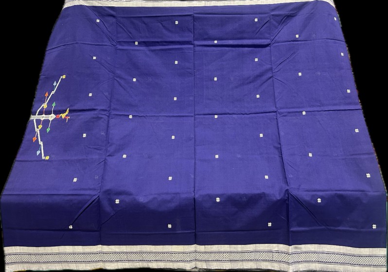 Beautiful bird motifs Ganjam Bomkai thick coarse cotton saree with Blouse piece