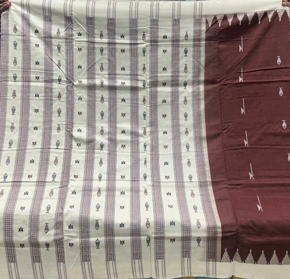 Kotpad motifs inspired thick cotton Sambalpuri cotton saree with blouse piece