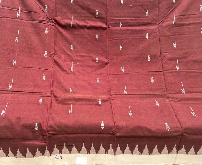 Kotpad motifs inspired thick cotton Sambalpuri cotton saree with blouse piece